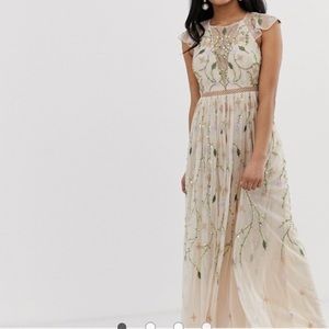 Asos petite embroidered floral mesh dress